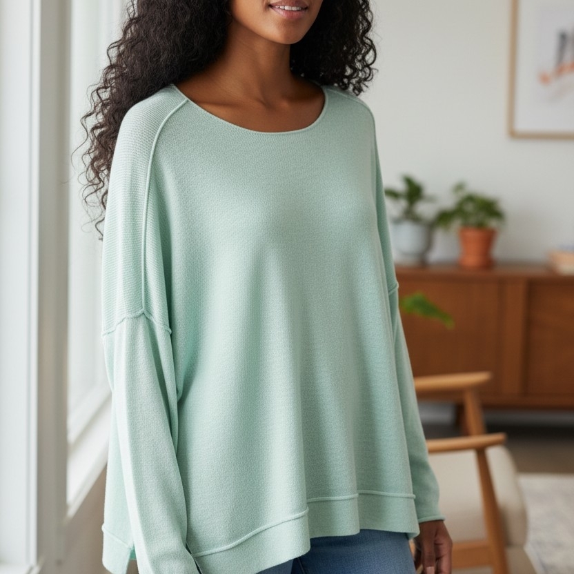 Eileen Fisher Light Green Relaxed Sweater